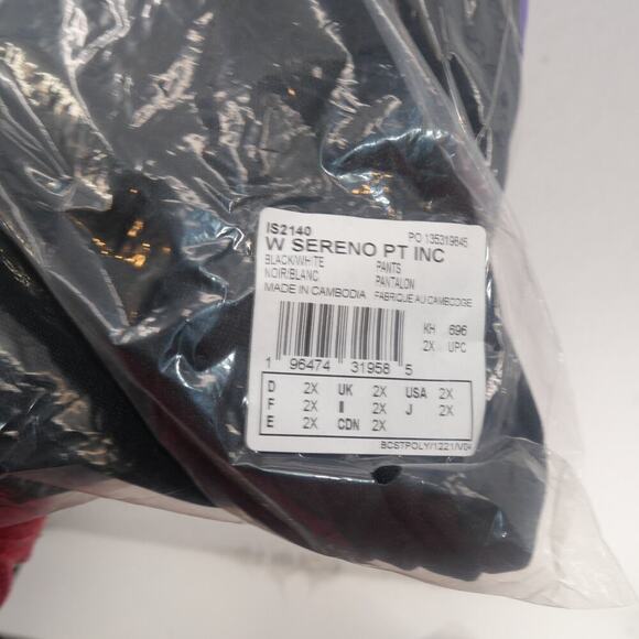 NEW adidas Women's 2X Sereno Pants Black White Stripe Track Pants with Pockets - Picture 12 of 12